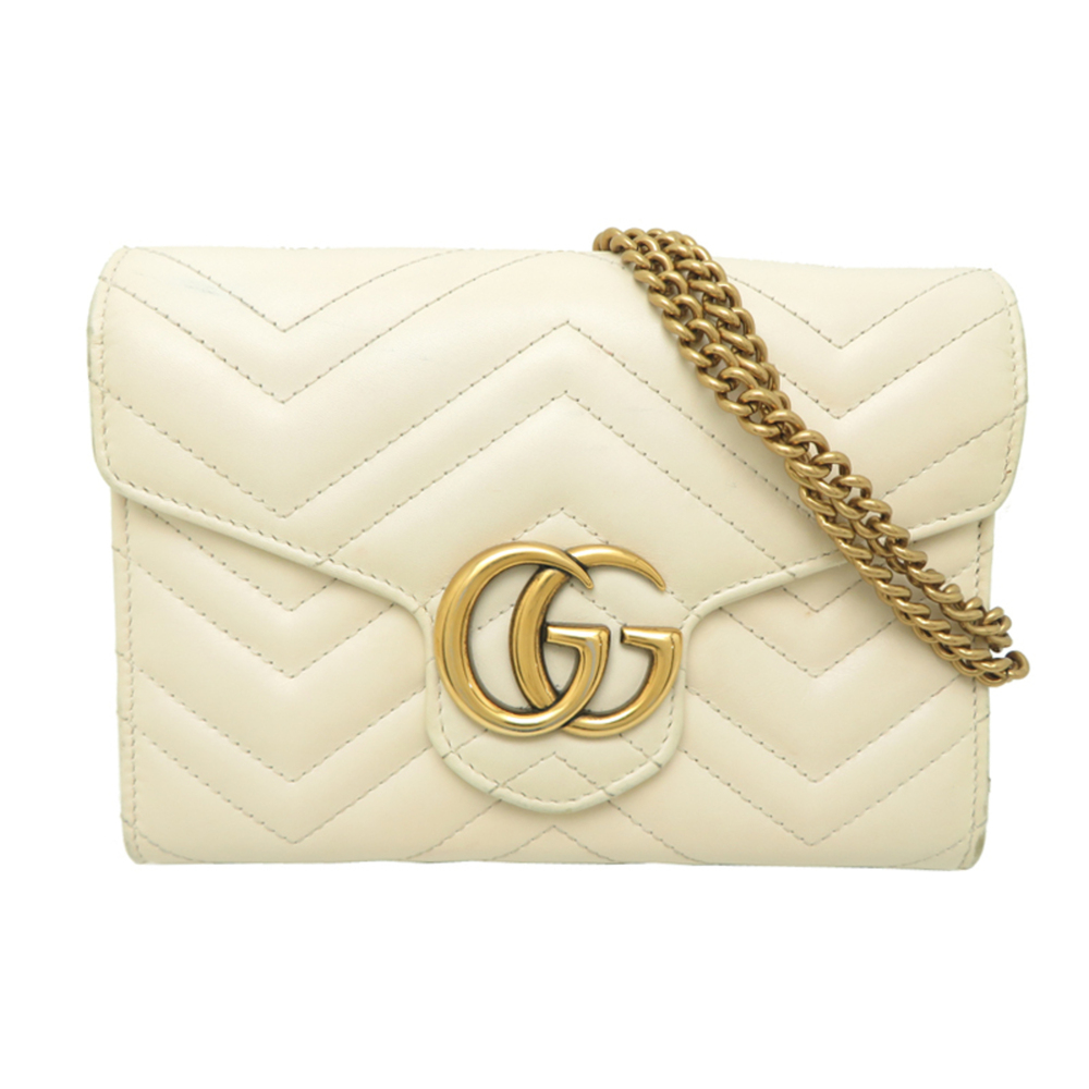 Gucci Shane Wallet Women's Shoulder Bag 474575 Leather White